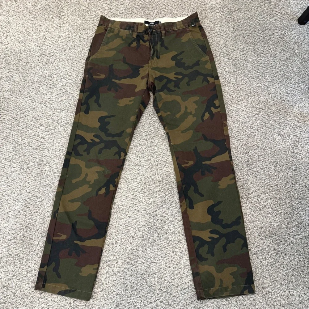 Vans Mens Camo Chino Pants 32 Woodland Camouflage Slim Straight Twill Skater